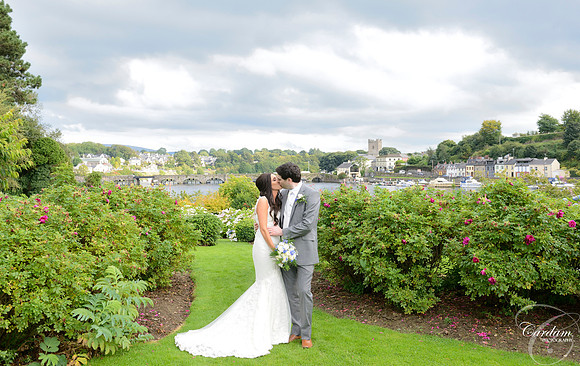 A loving wedding kiss at The Lakeside Hotel, Killaloe, Co. Clare
