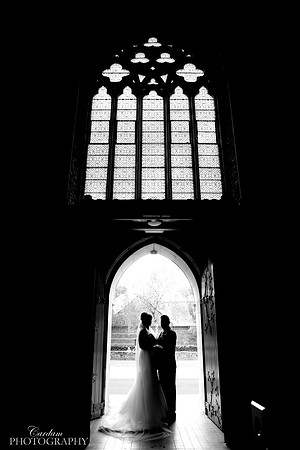 Silhouette of happy couple in The Holy Trinity Church, Adare Co Limerick