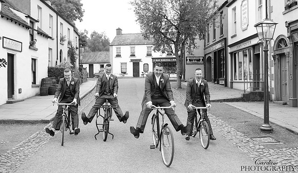 Groom and Groomsmen fun at Bunratty Folk Park, Bunratty, Co Clare