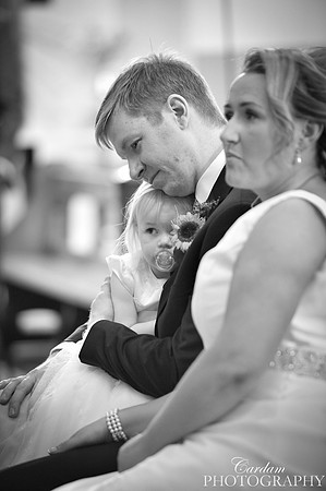 Groom and daughter a loving moment at St Catherines Dominican church, Newry Co Down